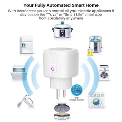 16A - WiFi - Smart stickpropp - uttag med strömenergimonitor - Alexa / Google assistent