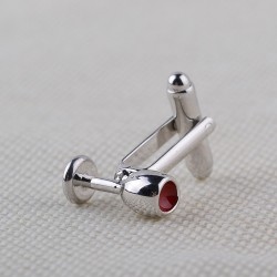 Vinglas / flaska - silver manschettknappar