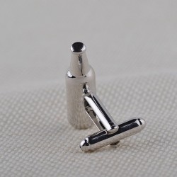 Vinglas / flaska - silver manschettknappar