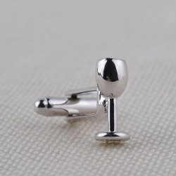 Vinglas / flaska - silver manschettknappar