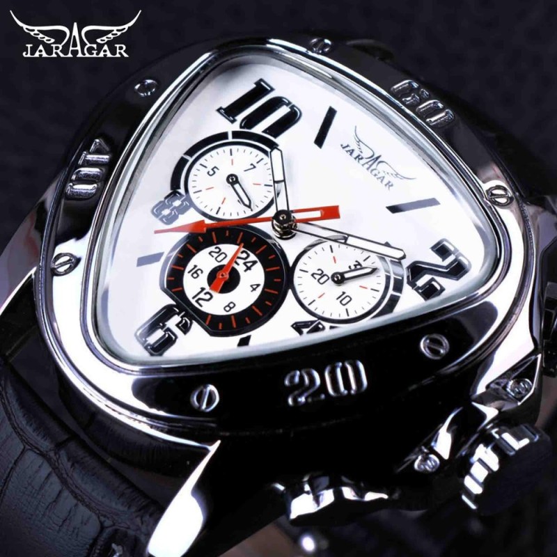 JARAGAR - luxury automatic watch - leather strap - triangle shapeWatches