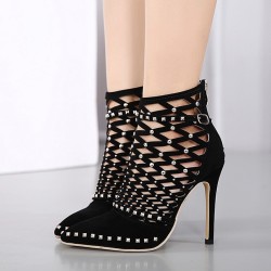 High heel ankle boots - cut out design - with rivets / zipperHigh heels