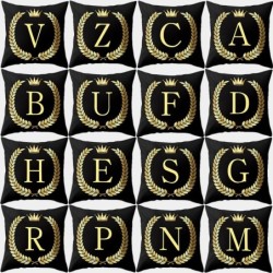 Dekorativt svart kuddfodral - gyllene alfabetbokstäver - 45 * 45 cm