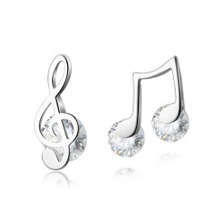 Musiknoter örhängen - med kristall - 925 Sterling silver