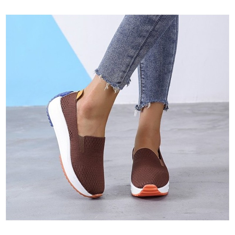 Slip-on loafers i mesh - platta sneakers