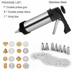 Cookie press gun - glasyr / dekoration - rostfritt stål - set