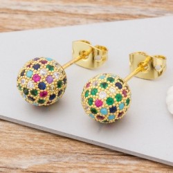 Kulformade örhängen - med färgglada kristaller