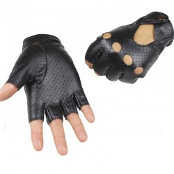 Handskar utan finger i läder - punkstil - unisex