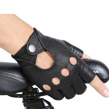 Leather fingerless gloves - punk style - unisexGloves