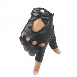 Handskar utan finger i läder - punkstil - unisex