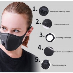 Skyddande ansikts-/munmask - anti-damm - anti-förorening - med luftventil - återanvändbar