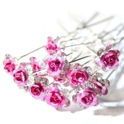 Silver hair pins - colorful roses / crystals - 20 piecesHair clips