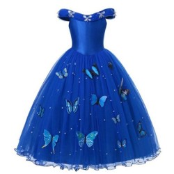 Prinsessan fjärilar blå klänning - flickadräkt
