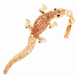 Crystal golden crocodile - keychainKeyrings