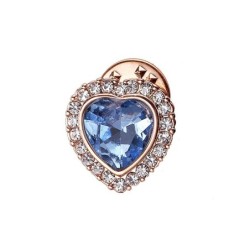 Hjärtformad nål - med blå kristall