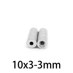 N35 - neodymmagnet - försänkt - 10 mm * 3 mm - med 3 mm hål