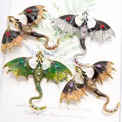 Kristalldrake - vintage brosch