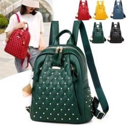 Leather backpack - with decorative studs - large capacityBackpacks