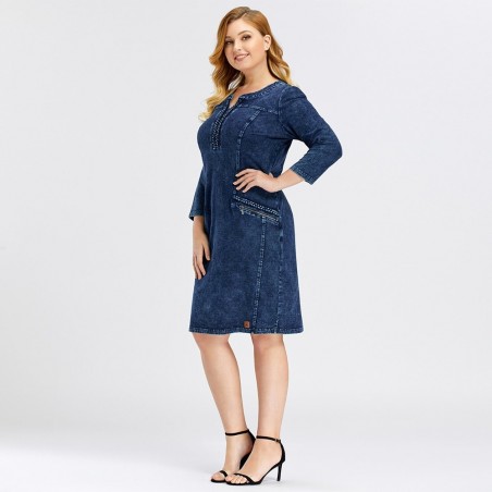 Knitted denim dress - plus sizeDresses