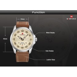 NAVIFORCE - classic sports watch - quartz - leather strap - waterproofWatches