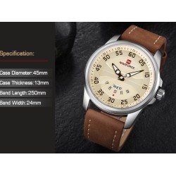 NAVIFORCE - classic sports watch - quartz - leather strap - waterproofWatches