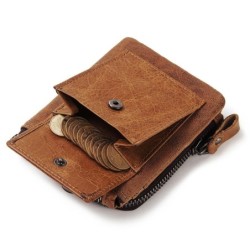 Vintage läderplånbok - kort / mynthållare - stor kapacitet