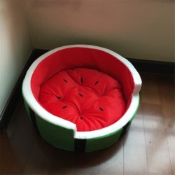 Mjuk hund/kattbädd - vattenmelonformad