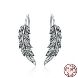 Fjäderformade örhängen i silverkristall - 925 sterling silver