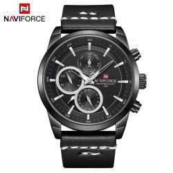 NAVIFORCE - fashionable Quartz watch - leather strap - waterproof - blackWatches