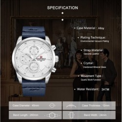 NAVIFORCE - fashionable Quartz watch - leather strap - waterproof - gold / whiteWatches