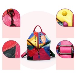 Läderryggsäck - med nitar - färgglada regnbågsfärger