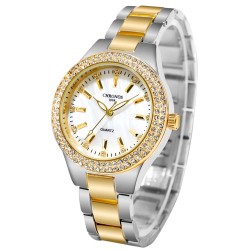 Luxurious Quartz watch - with rhinestones - waterproof - stainless steelWatches