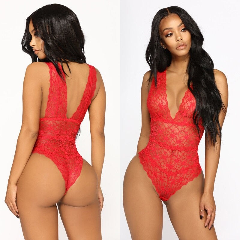 Sexig spetskropp - ärmlös - g-string