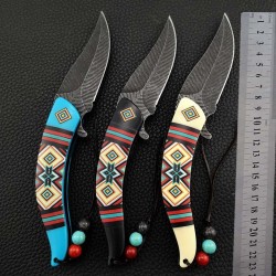Fällbar fickkniv - dekorativt färgglatt handtag