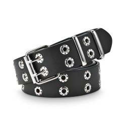 Punk style leather belt - double metal ringsBelts