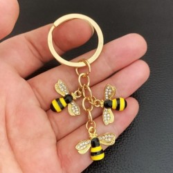 Kristallbin / honungskaka - gyllene nyckelring