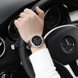 OUKESHI - Quartz stainless steel watch - leather braceletWatches