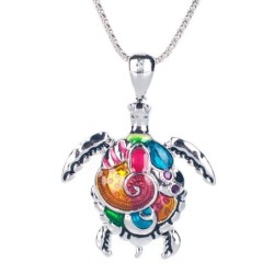 Smyckesset med en regnbågssköldpadda - halsband / örhängen