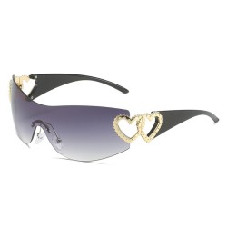 Fashiona båglösa solglasögon - metall dubbelt hjärta gångjärn
