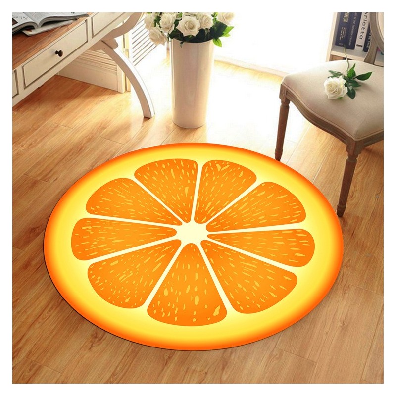 Dekorativ rund matta - fruktmönster - apelsin