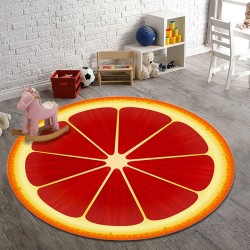 Dekorativ rund matta - fruktmönster - grapefrukt
