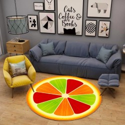 Dekorativ rund matta - fruktmönster - färgglad apelsin