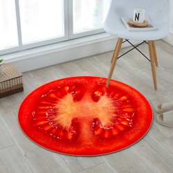 Dekorativ rund matta - fruktmönster - tomat