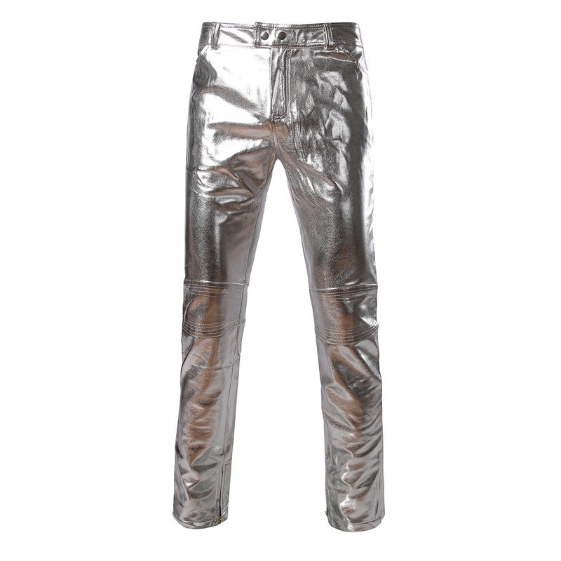Fashionabla glänsande metalliska byxor