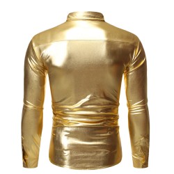 Glänsande metallisk långärmad skjorta - med paljetterdekorationer