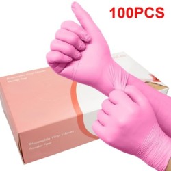 Engångshandskar av vinyl - mångsidigt - vattentät - livsmedelsgodkänd - rosa - 100 stycken