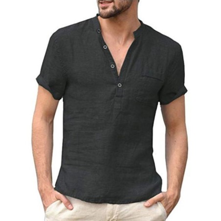 Klassisk kortärmad skjorta - knappad halsringning