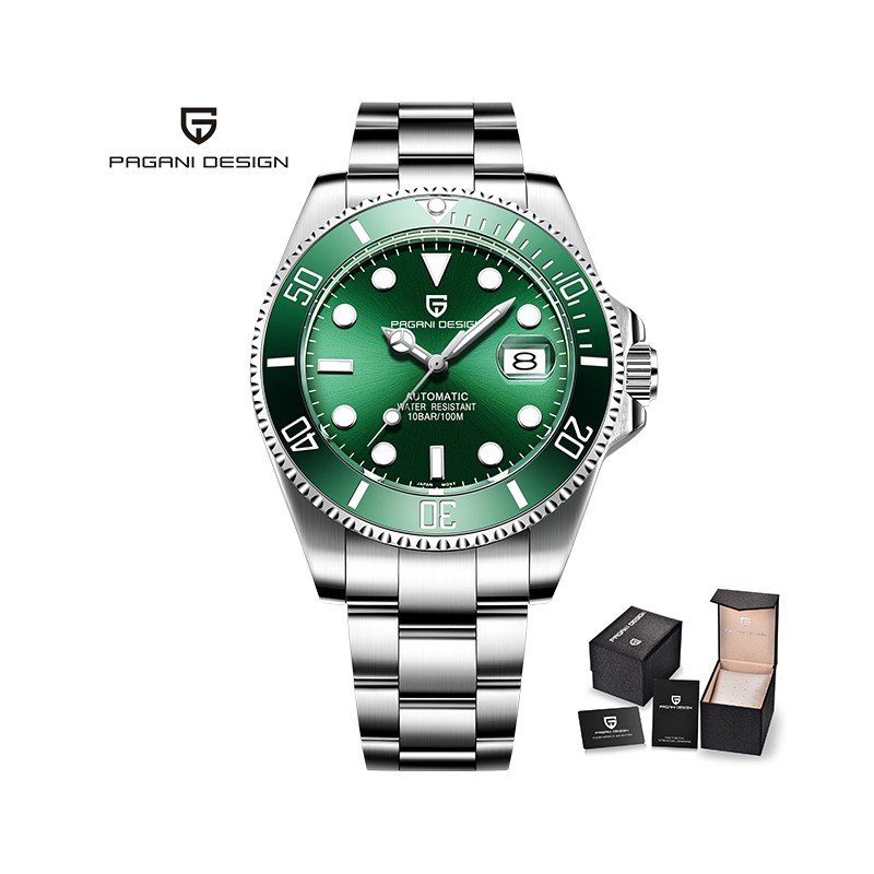 Pagani Design - automatic stainless steel watch - waterproof - greenWatches