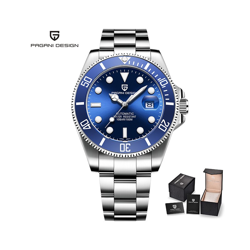 Pagani Design - automatisk klocka i rostfritt stål - vattentät - blå