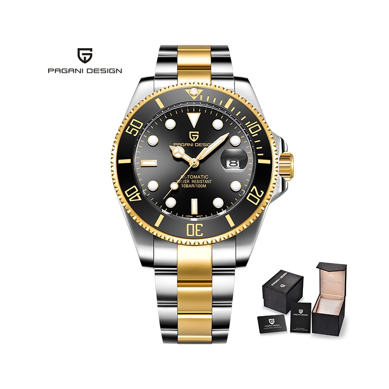 Pagani Design - automatic stainless steel watch - waterproof - gold / blackWatches